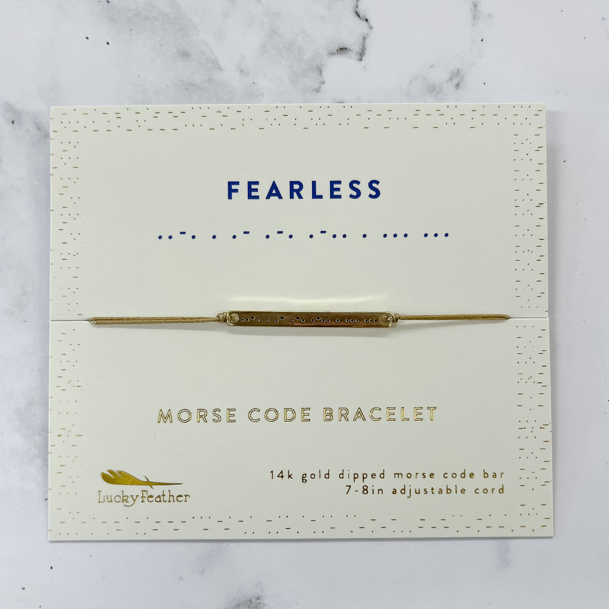 Lucky Feather Morse Code Fearless Bracelet