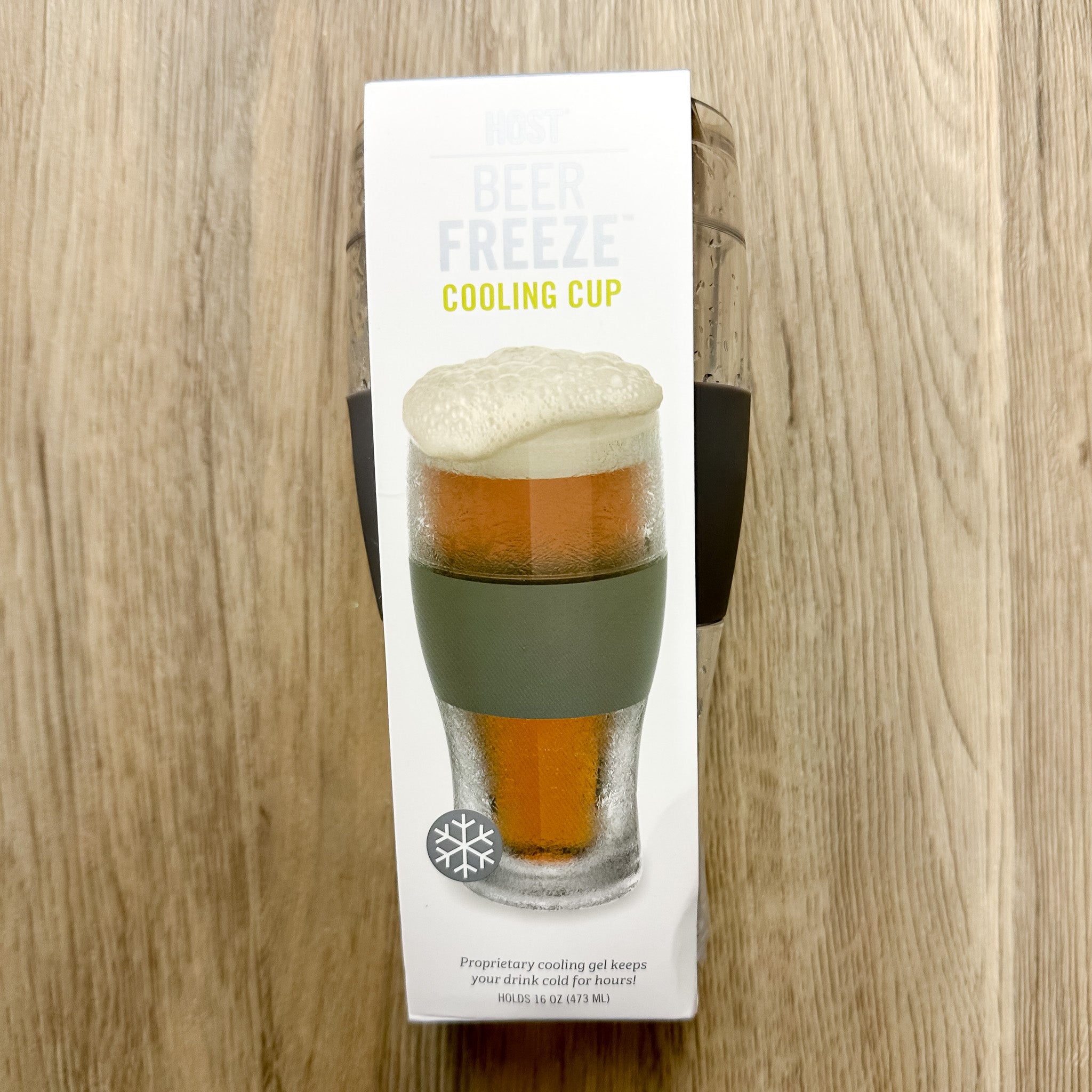 Host Beer Freeze 16 oz Cooling Cups in Black/Grey Bands (Set of 4)