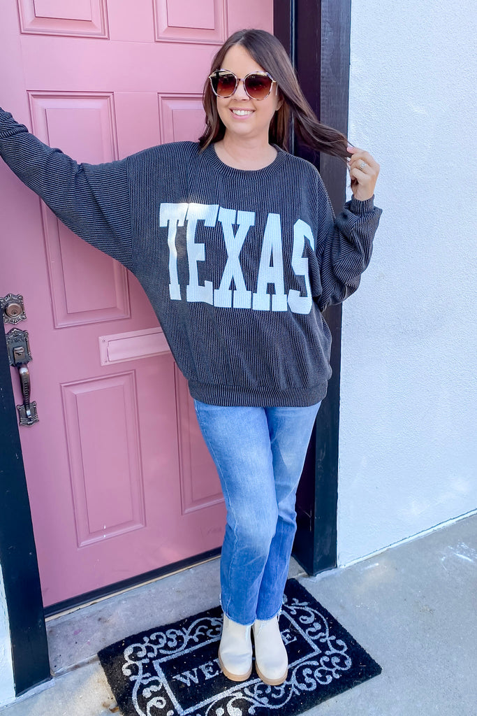 Texas Corduroy Graphic Black Sweater - Lyla's: Clothing, Decor & More - Plano Boutique