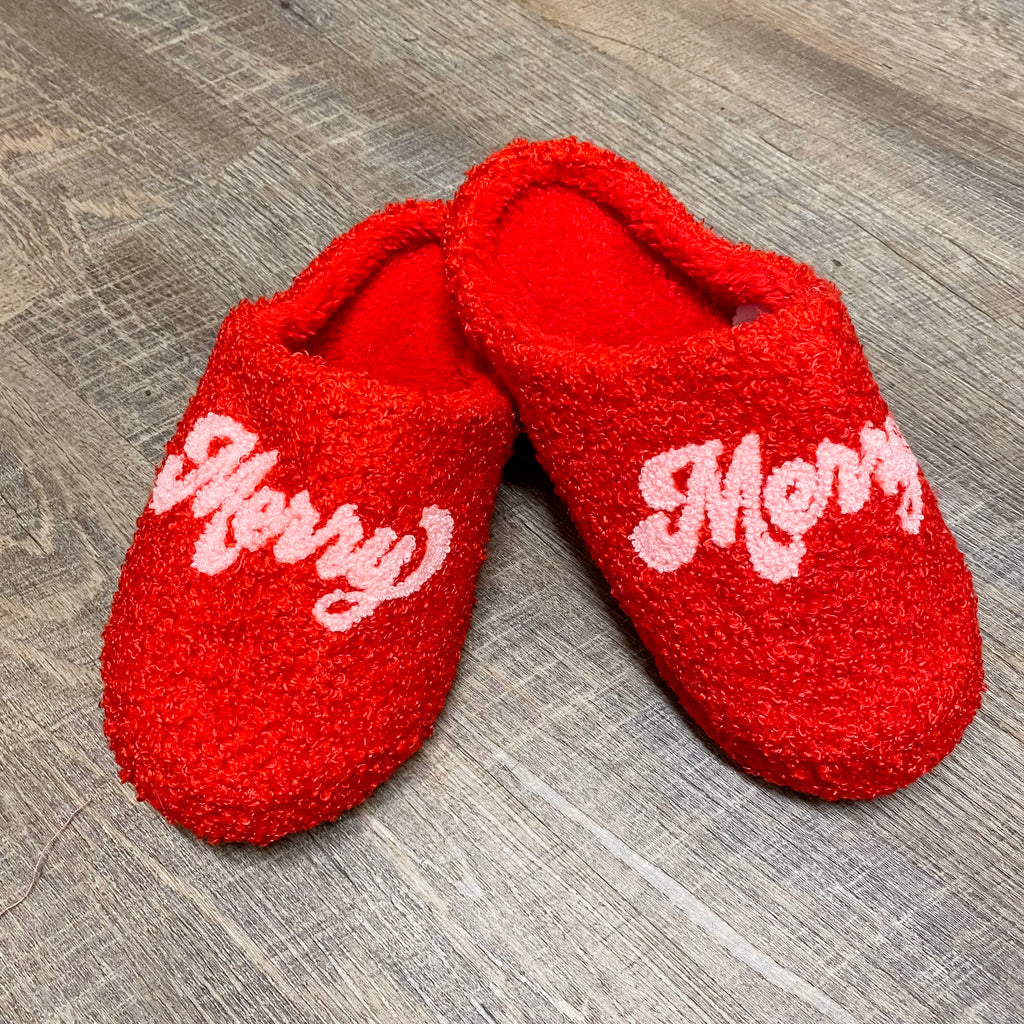 Merry Merry Red Slippers - Lyla's: Clothing, Decor & More - Plano Boutique