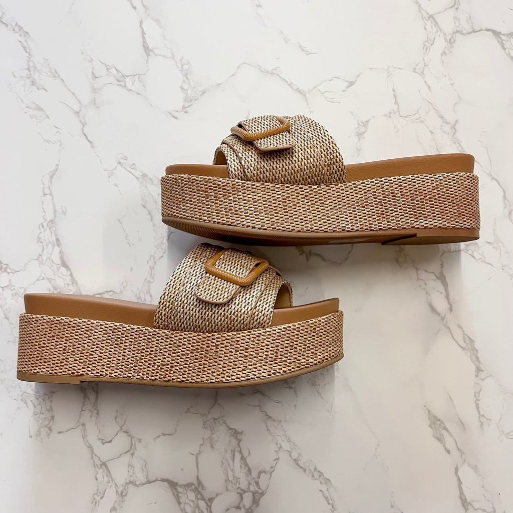 Lulah Tan Raffia Wedge Sandal - Lyla's: Clothing, Decor & More - Plano Boutique