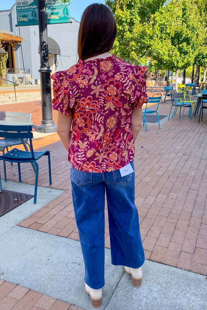 Think About It Burgundy Floral Print Top - Lyla's: Clothing, Decor & More - Plano Boutique