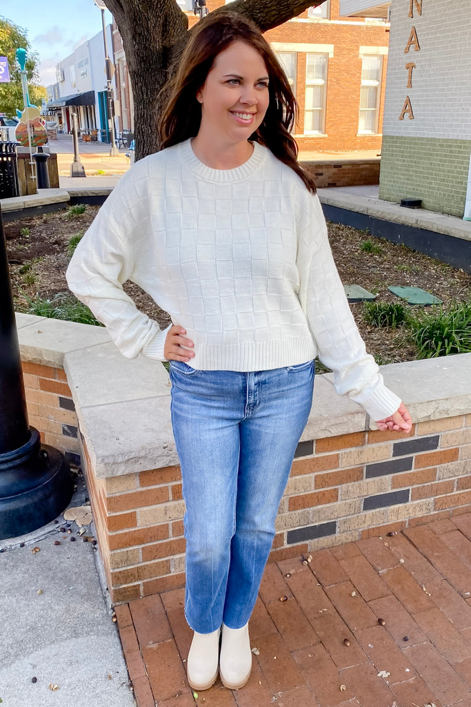 Lift You Up Cream Square Print Sweater - Lyla's: Clothing, Decor & More - Plano Boutique