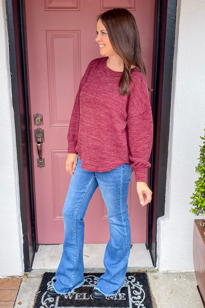 Cute As Can Be Wine Sweater - Lyla's: Clothing, Decor & More - Plano Boutique