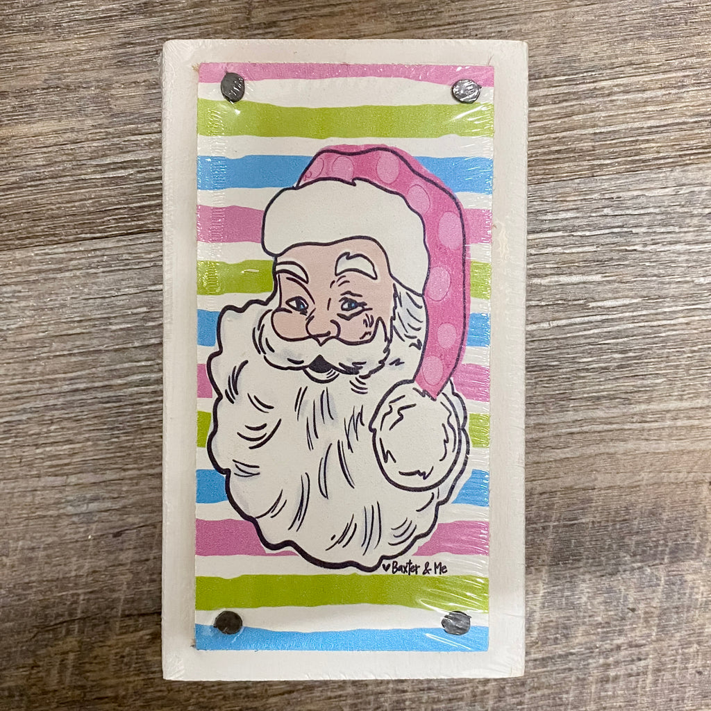 Pink Jolly Santa Happy Block - Lyla's: Clothing, Decor & More - Plano Boutique