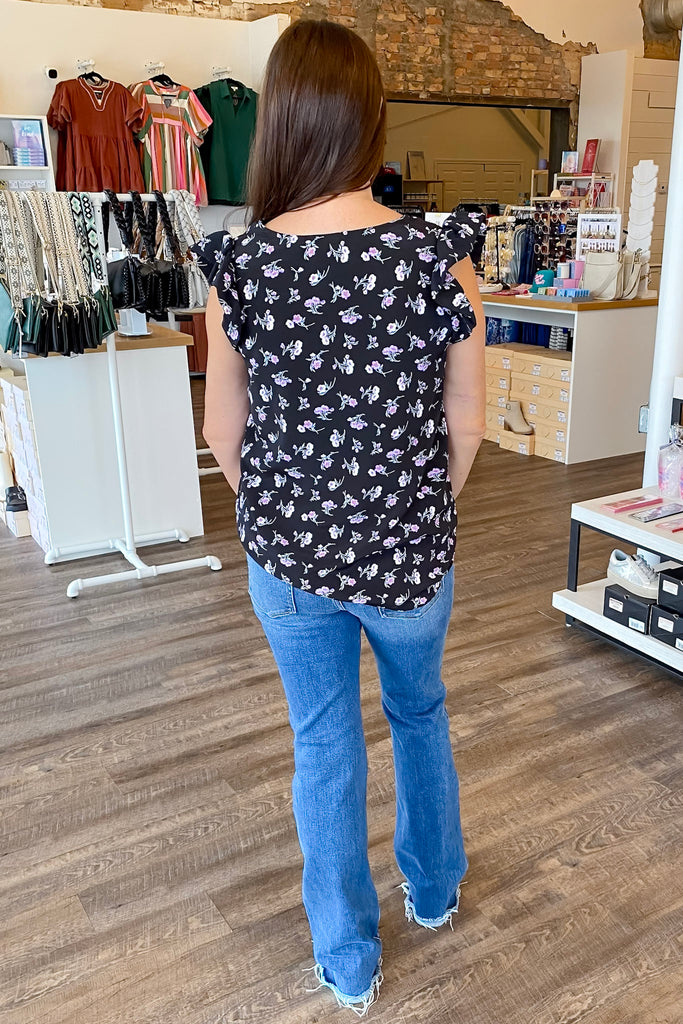 A Lil Ruffle Black Floral Top - Lyla's: Clothing, Decor & More - Plano Boutique