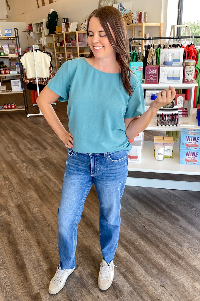 Wonder About You Seafoam Top - Lyla's: Clothing, Decor & More - Plano Boutique