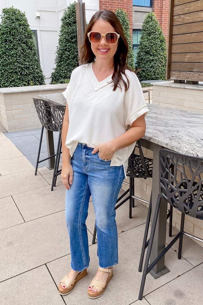 Wait For Your Love Textured White Top - Lyla's: Clothing, Decor & More - Plano Boutique