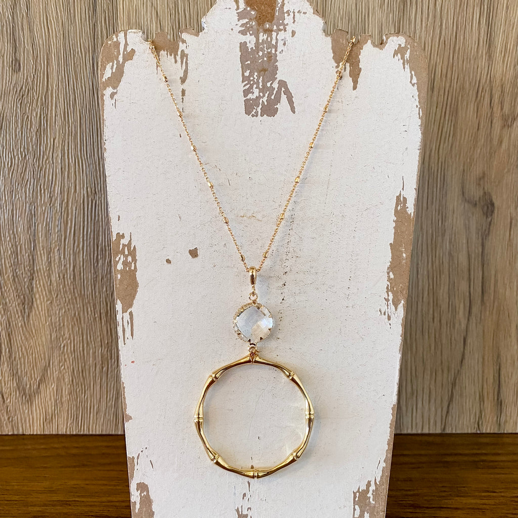 Fan Gold Clear Necklace By Meghan Browne - Lyla's: Clothing, Decor & More - Plano Boutique