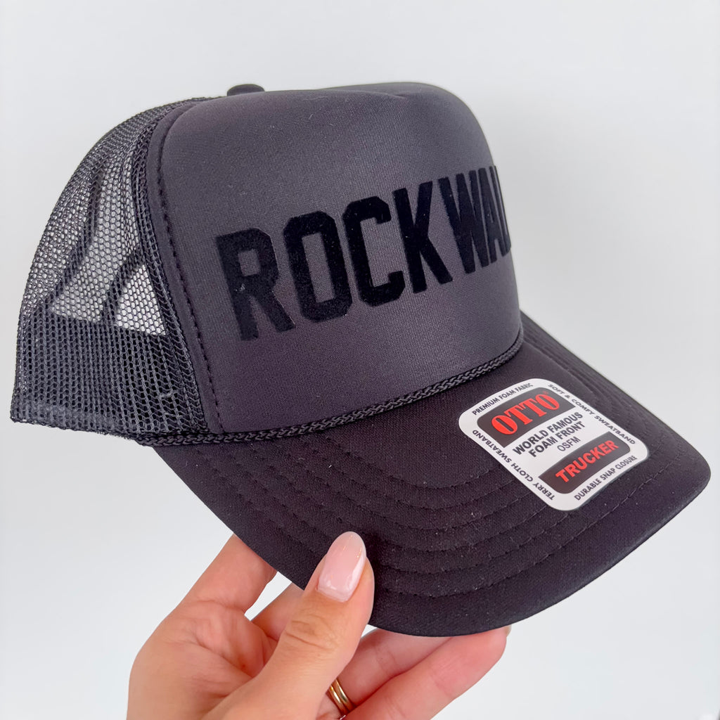 Rockwall Trucker Black Hat - Lyla's: Clothing, Decor & More - Plano Boutique