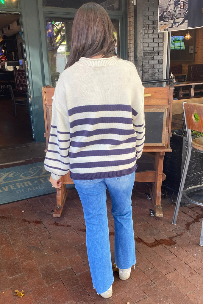 Love Me Better Ivory Navy Striped Sweater - Lyla's: Clothing, Decor & More - Plano Boutique