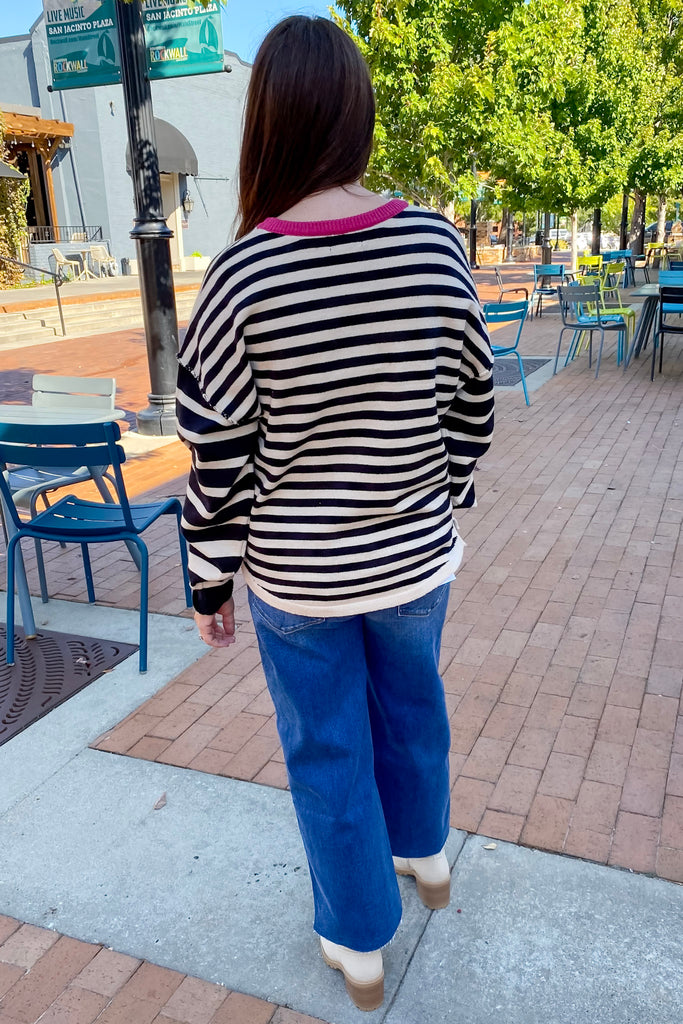 See It Now Black and White Striped Sweater - Lyla's: Clothing, Decor & More - Plano Boutique