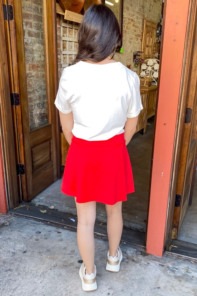 Power Play Red Skort - Lyla's: Clothing, Decor & More - Plano Boutique
