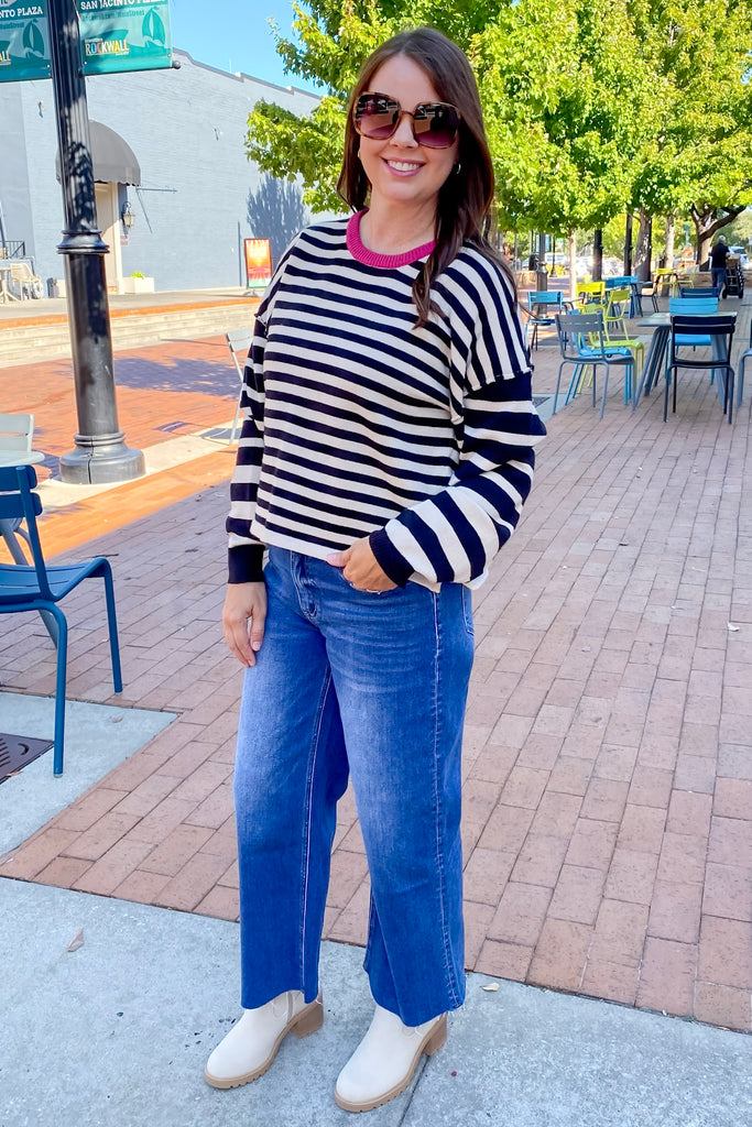 See It Now Black and White Striped Sweater - Lyla's: Clothing, Decor & More - Plano Boutique