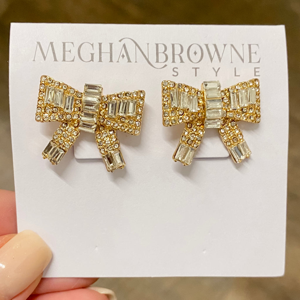 Tandy Gold Bow Earrings by Meghan Browne - Lyla's: Clothing, Decor & More - Plano Boutique