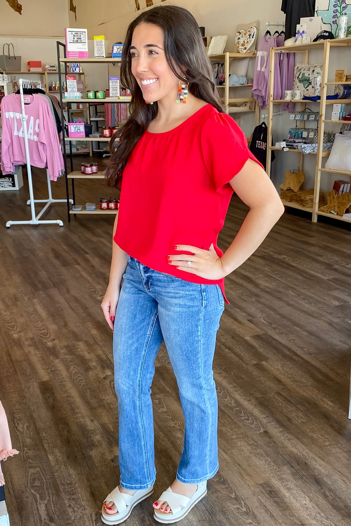 Wonder About You Red Top - Lyla's: Clothing, Decor & More - Plano Boutique