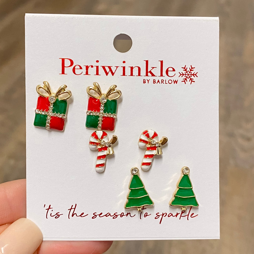 Presents, Candy Canes and Trees Trio Earrings - Lyla's: Clothing, Decor & More - Plano Boutique