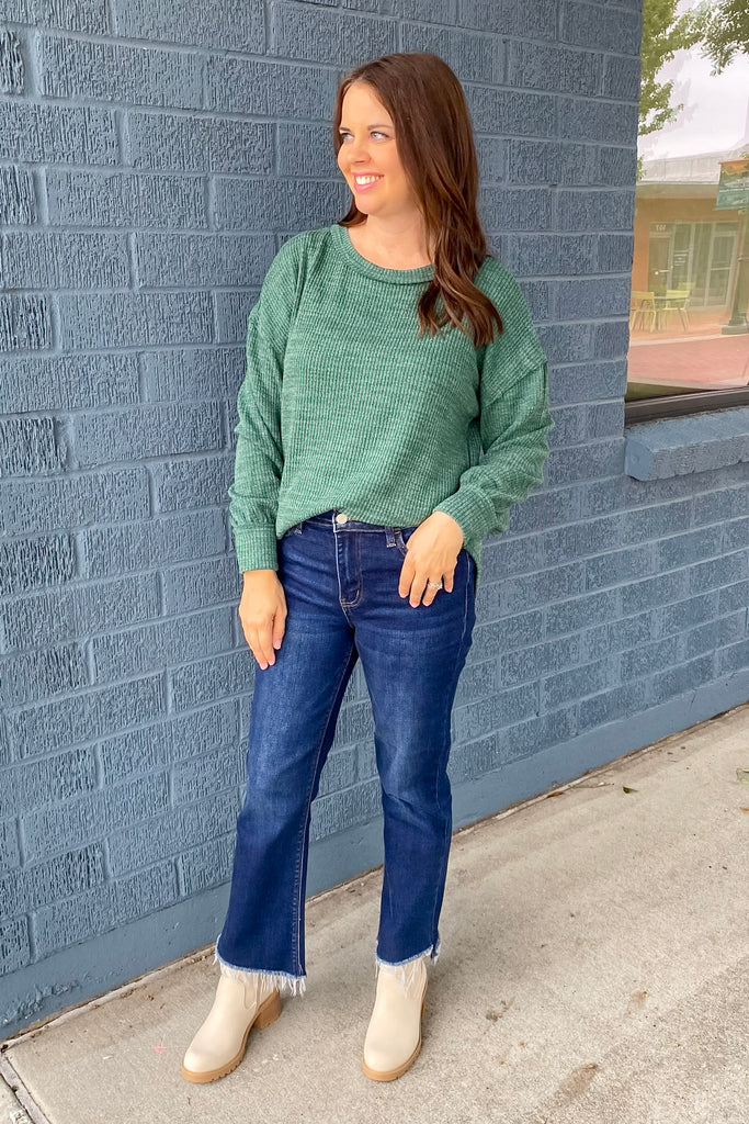 Cute As Can Be Forest Green Sweater - Lyla's: Clothing, Decor & More - Plano Boutique