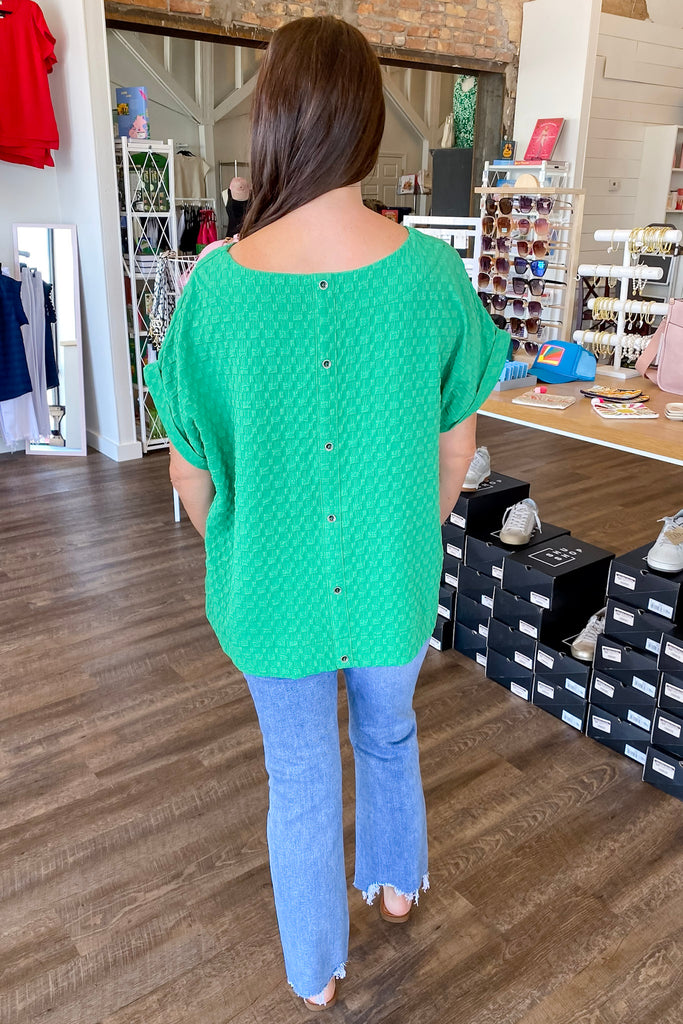 Green Jacquared  Top - Lyla's: Clothing, Decor & More - Plano Boutique