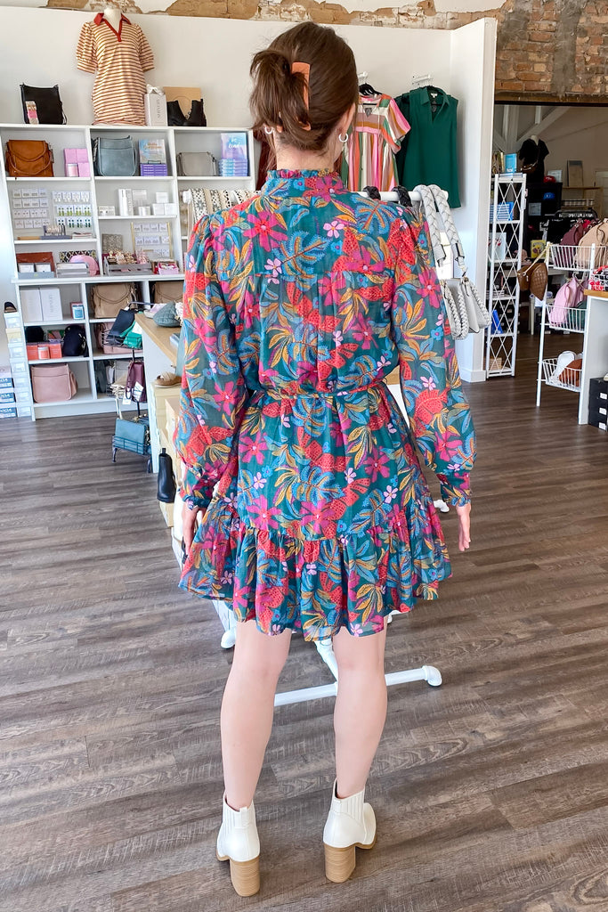 Take Notes Floral Print Teal Green Dress - Lyla's: Clothing, Decor & More - Plano Boutique