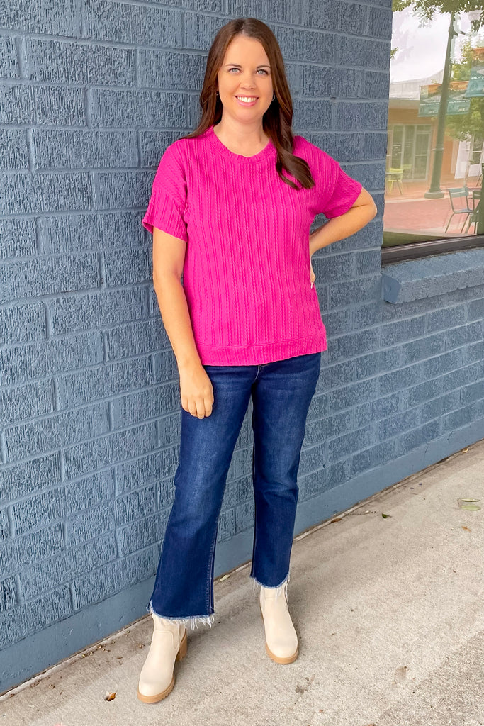 Finding Time Textured Magenta Top - Lyla's: Clothing, Decor & More - Plano Boutique