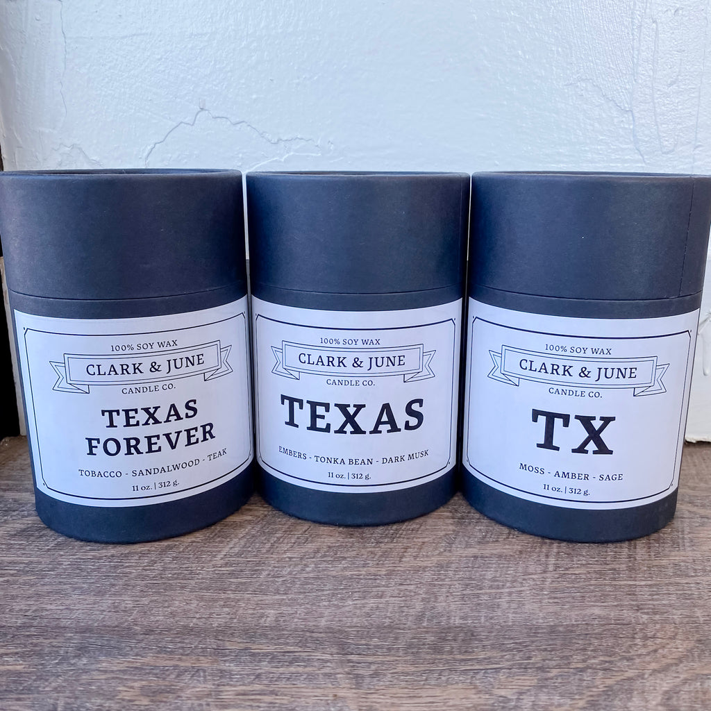 TX Candle - Moss, Amber, Sage by Clark & June - Lyla's: Clothing, Decor & More - Plano Boutique