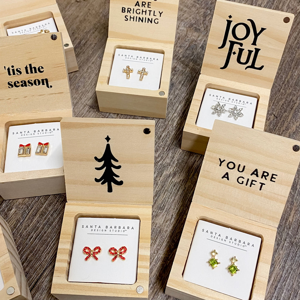 Treasure Box Christmas Earrings - Lyla's: Clothing, Decor & More - Plano Boutique