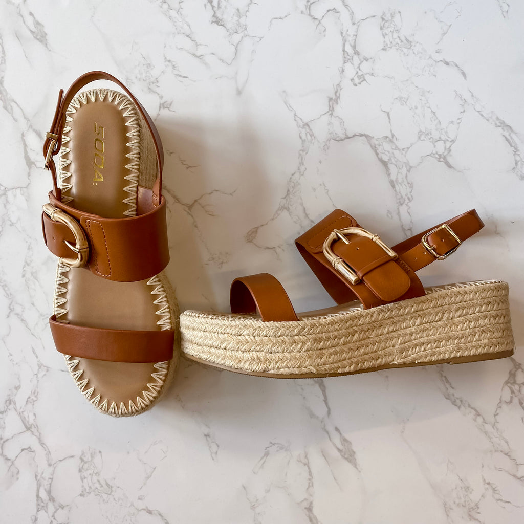 Grand Tan Buckle Platform Sandal - Lyla's: Clothing, Decor & More - Plano Boutique