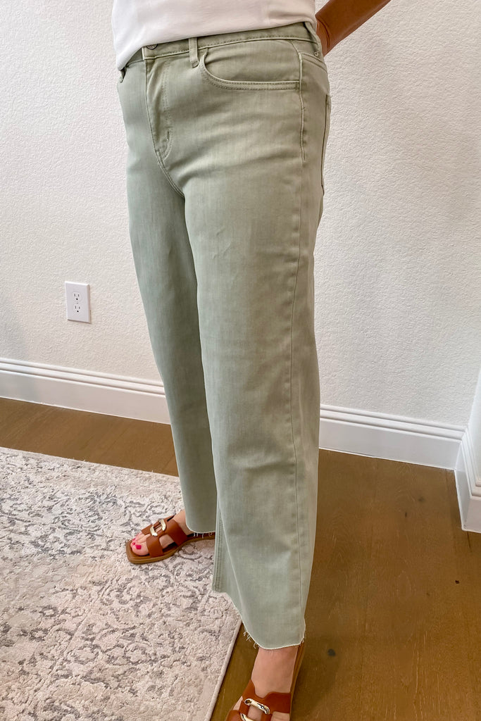 Olivia Desert Sage High Rise Crop Wide Leg by Vervet - Lyla's: Clothing, Decor & More - Plano Boutique