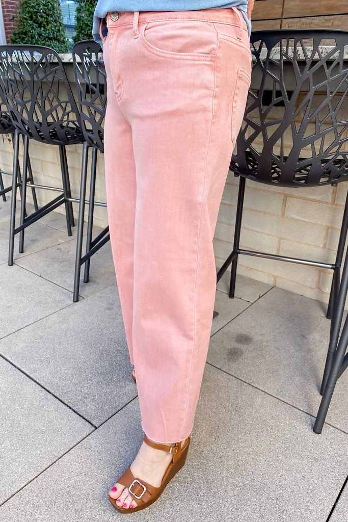 Olivia Silver Pink High Rise Crop Wide Leg by Vervet - Lyla's: Clothing, Decor & More - Plano Boutique
