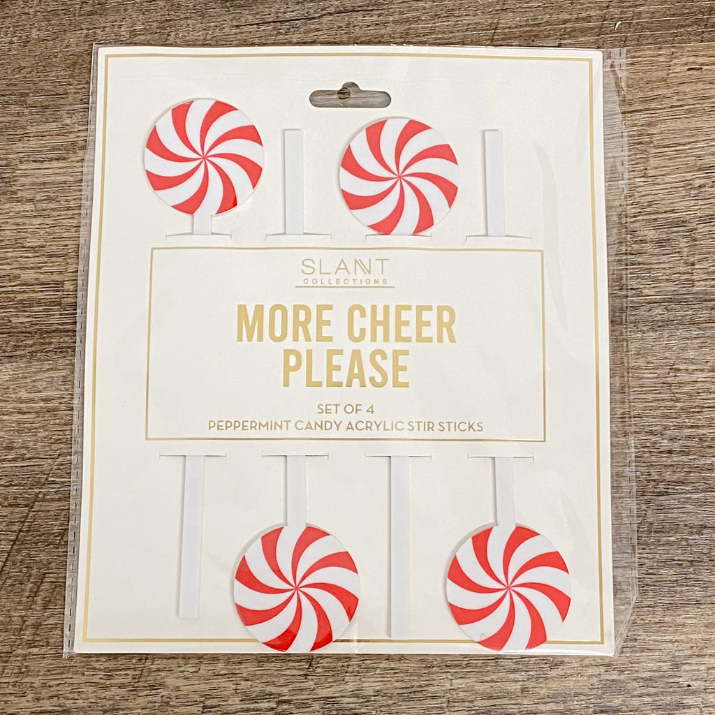 More Cheer Please Peppermint Candy Acrylic Stir Sticks - Lyla's: Clothing, Decor & More - Plano Boutique