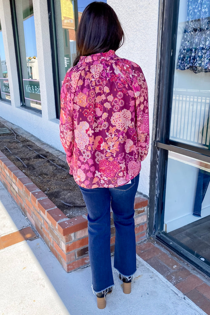 All The Glam Floral Print Burgundy Top - Lyla's: Clothing, Decor & More - Plano Boutique