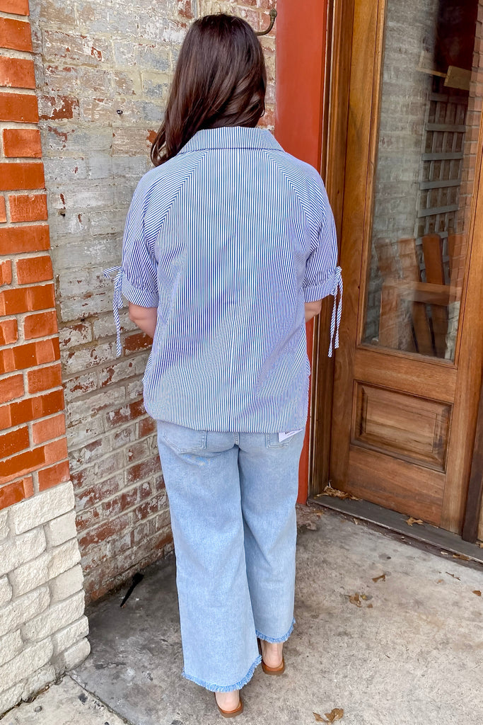 Fresh Flow Striped Navy Top - Lyla's: Clothing, Decor & More - Plano Boutique