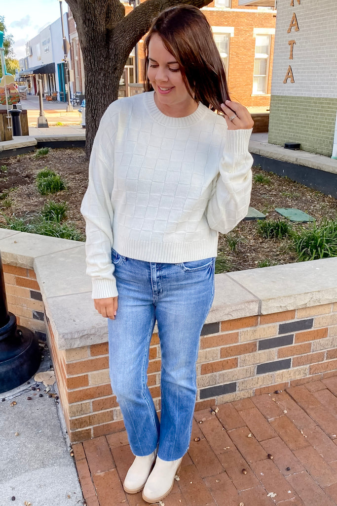 Lift You Up Cream Square Print Sweater - Lyla's: Clothing, Decor & More - Plano Boutique