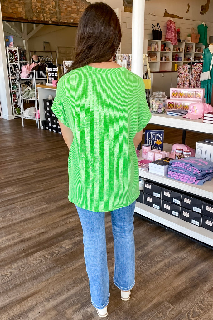 Green Ribbed Pocket Top - Lyla's: Clothing, Decor & More - Plano Boutique