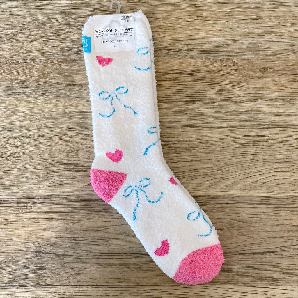 Hearts and Bows Cozy Ladies Socks - Lyla's: Clothing, Decor & More - Plano Boutique