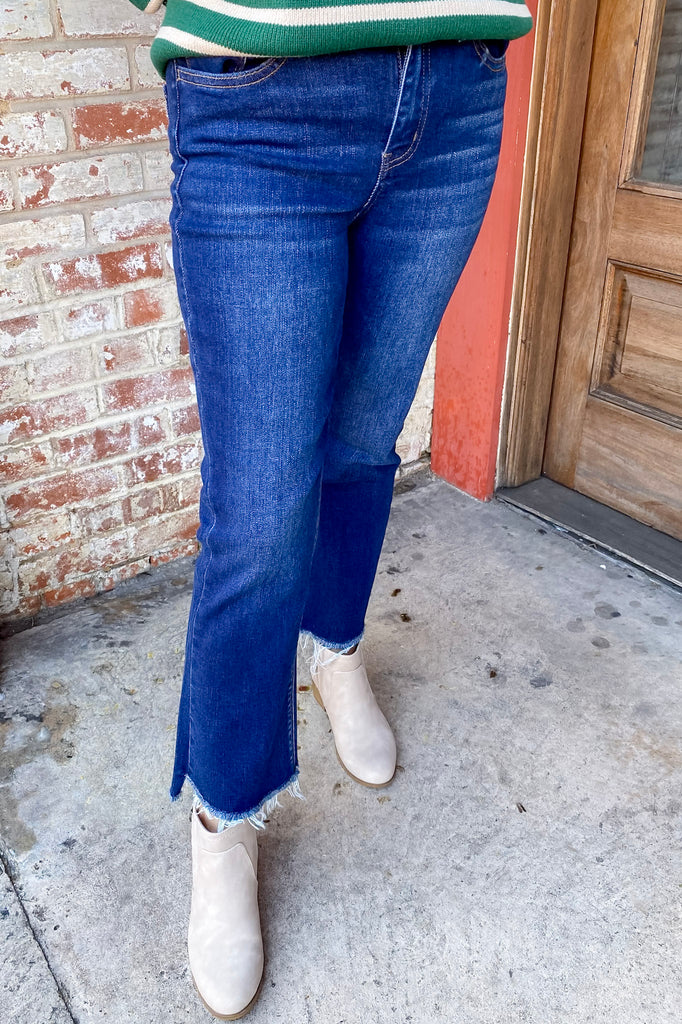 Bella Motivated High Rise Step Raw Hem Crop Flare Denim by Vervet - Lyla's: Clothing, Decor & More - Plano Boutique