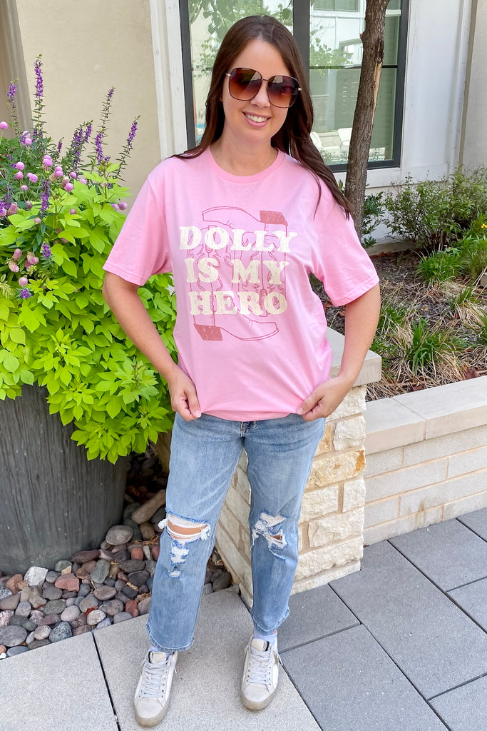 Dolly Is My Hero Pink Top - Lyla's: Clothing, Decor & More - Plano Boutique