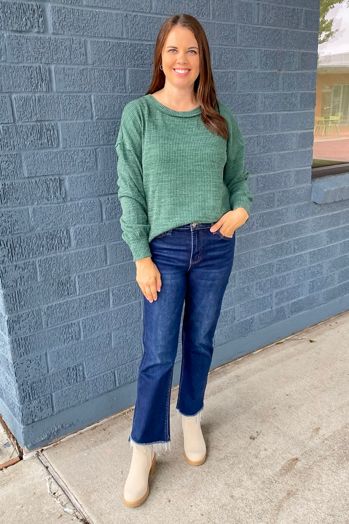 Cute As Can Be Forest Green Sweater - Lyla's: Clothing, Decor & More - Plano Boutique