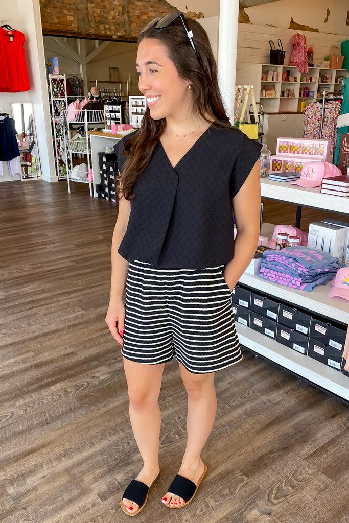 You are Perfect Black Striped Shorts - Lyla's: Clothing, Decor & More - Plano Boutique