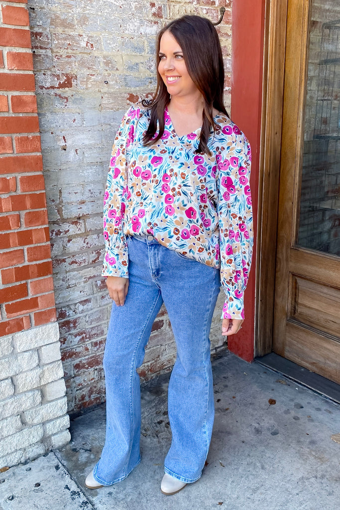 Talk of the Town Floral Print Ivory Top - Lyla's: Clothing, Decor & More - Plano Boutique