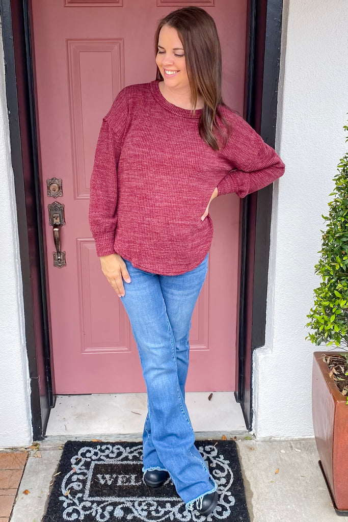 Cute As Can Be Wine Sweater - Lyla's: Clothing, Decor & More - Plano Boutique