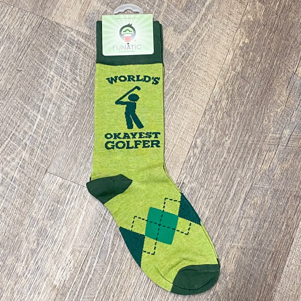 Worlds Okayest Golfer Mens Socks - Lyla's: Clothing, Decor & More - Plano Boutique