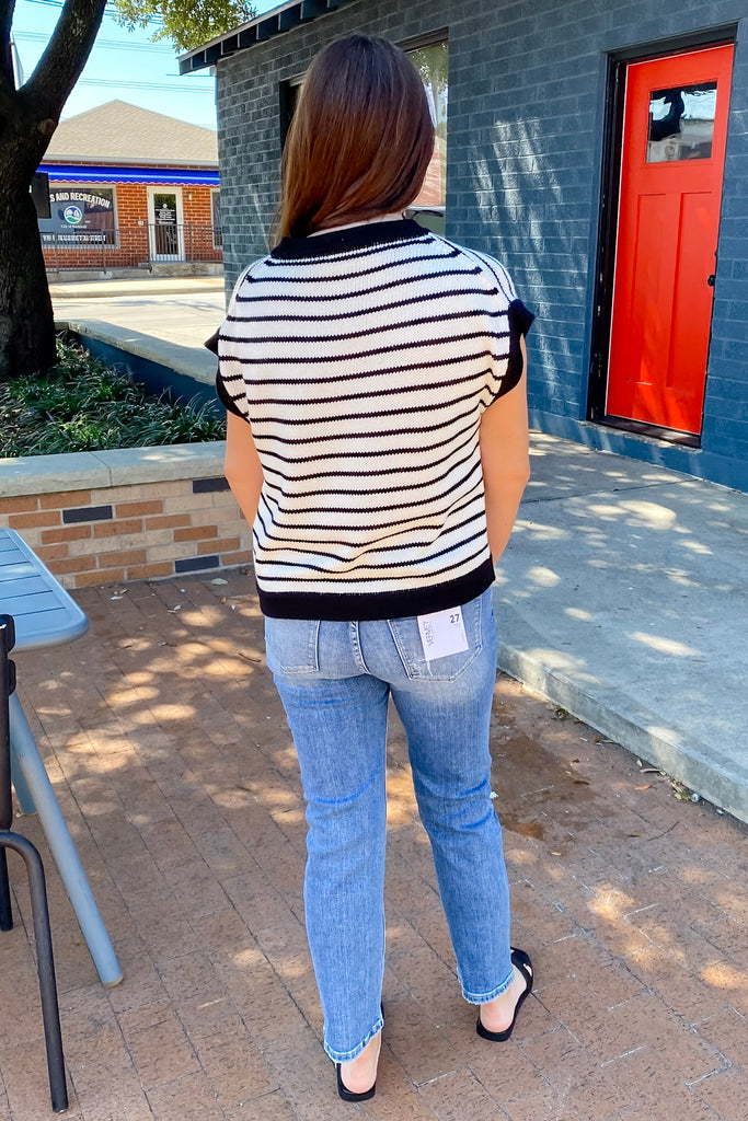 Black and White Striped Knitted Top - Lyla's: Clothing, Decor & More - Plano Boutique