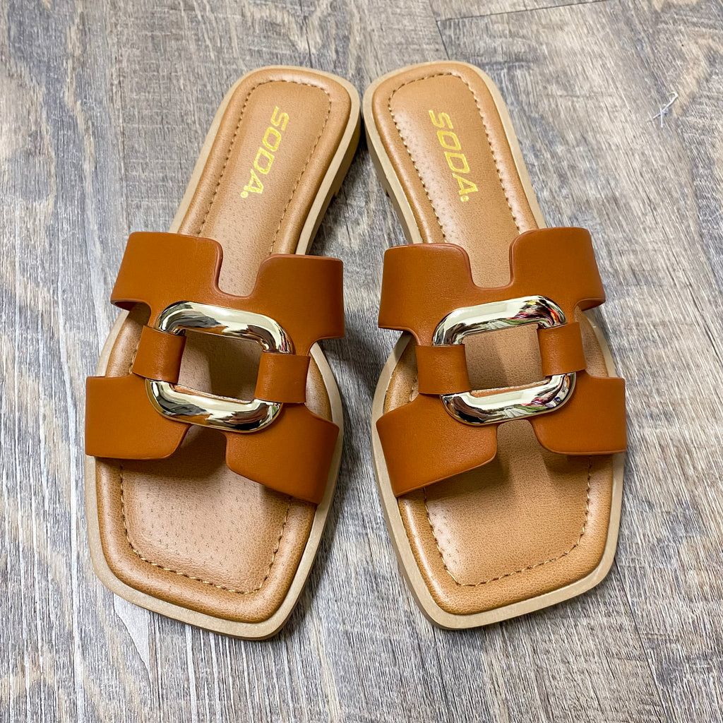 Feng Cognac Buckle Sandals - Lyla's: Clothing, Decor & More - Plano Boutique