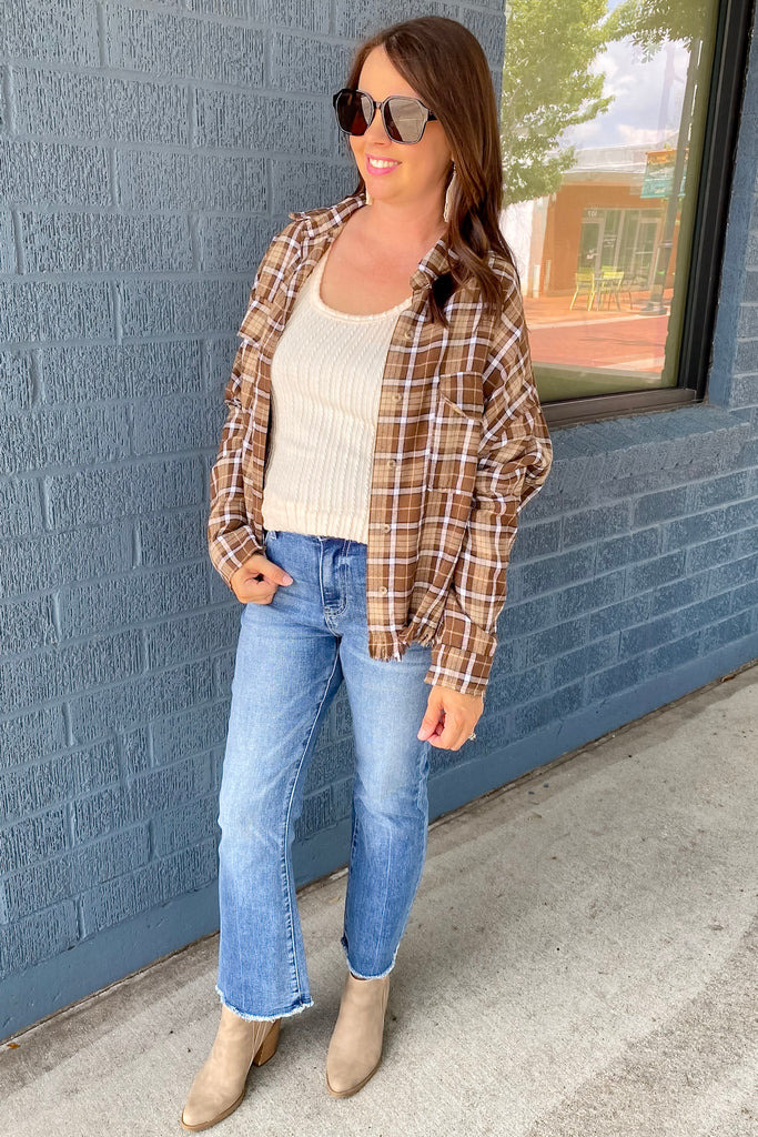 Pumpkin Patch Ready Brown Flannel - Lyla's: Clothing, Decor & More - Plano Boutique