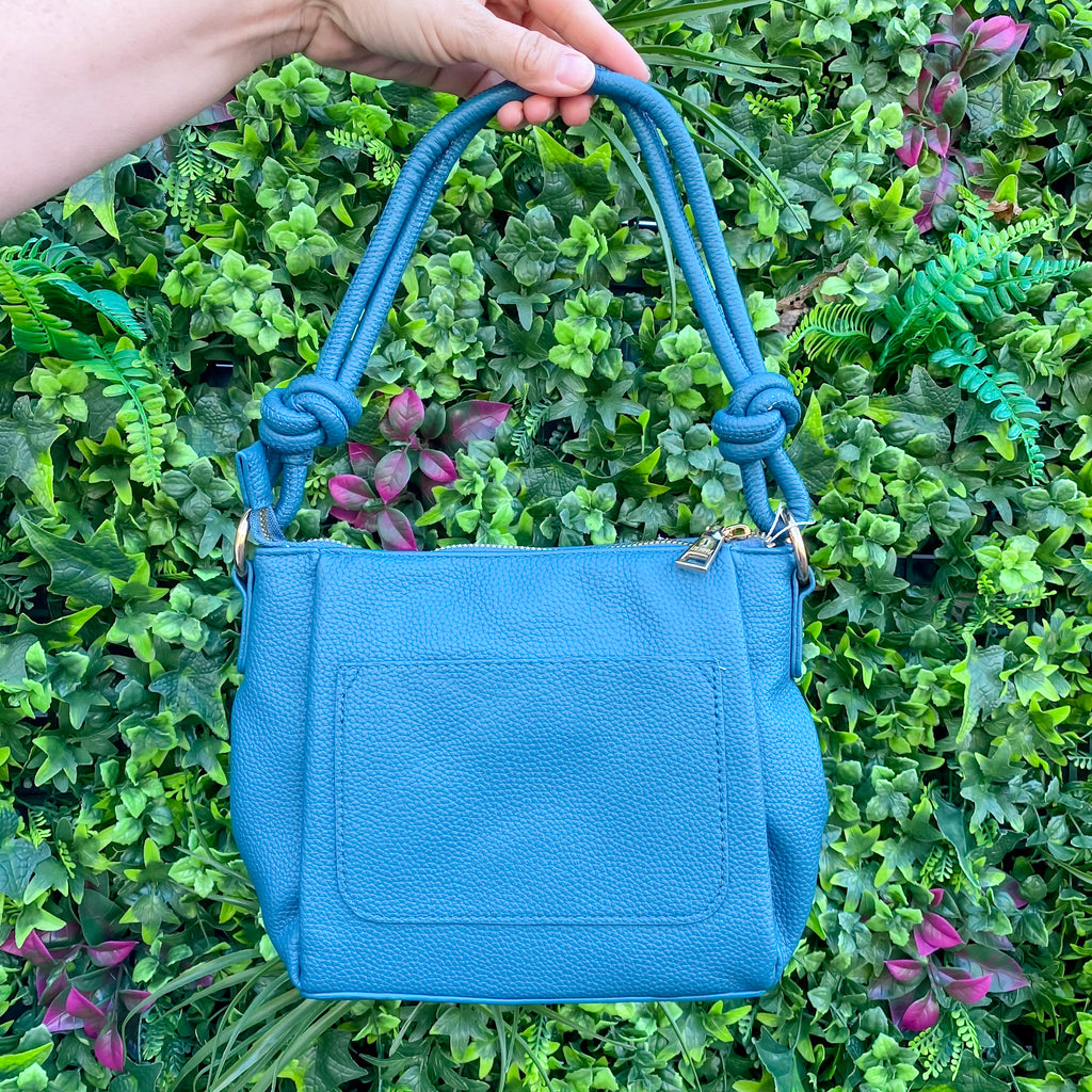 Jen & Co Chicago Vegan Knotted Shoulder Bag in Ocean Blue - Lyla's: Clothing, Decor & More - Plano Boutique