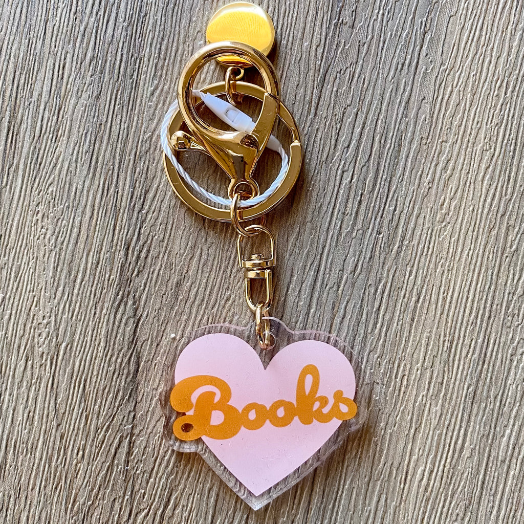 Books Heart Acrylic Keychain - Lyla's: Clothing, Decor & More - Plano Boutique