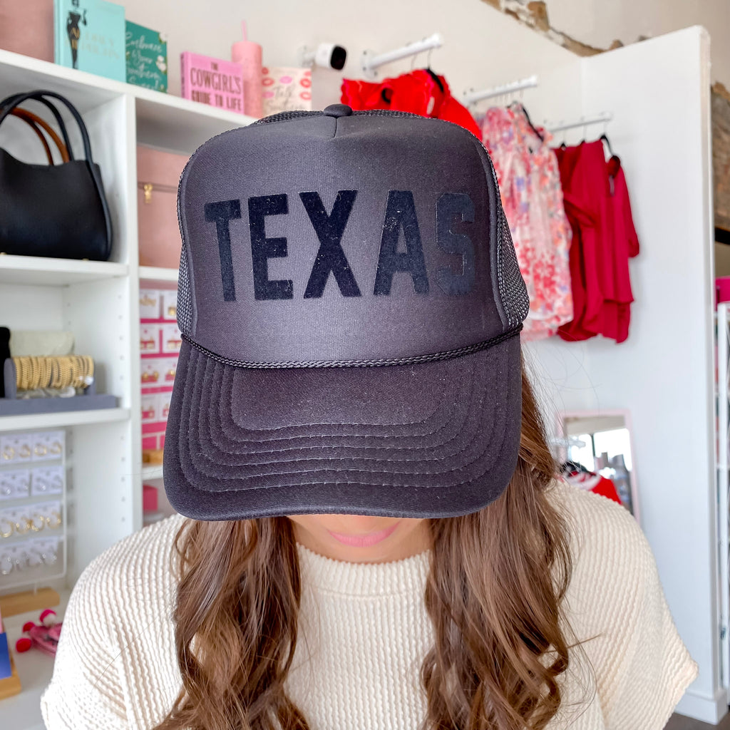 Texas Trucker Black Hat - Lyla's: Clothing, Decor & More - Plano Boutique