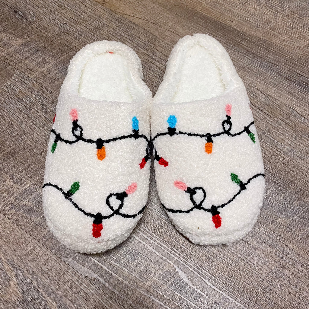 Christmas String Lights Ivory Slippers - Lyla's: Clothing, Decor & More - Plano Boutique